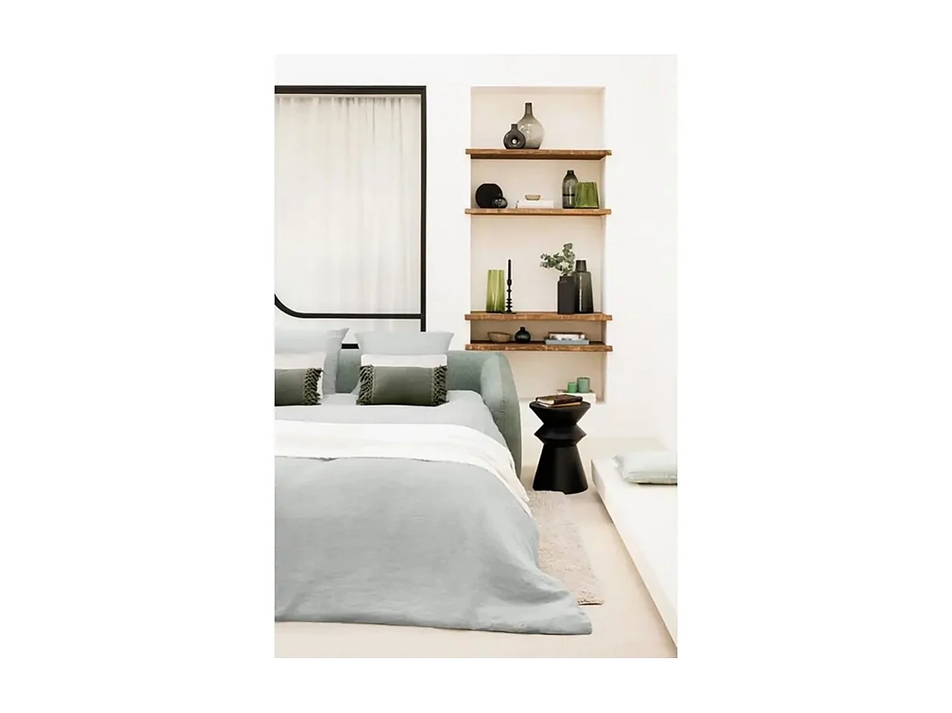 Lit Canapé convertible 3 places, coloris Vert cèdre- Longueur 198 x Profondeur 98 x Hauteur 73 cm