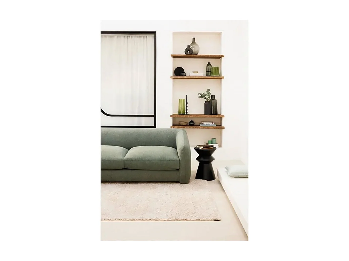 Lit Canapé convertible 3 places, coloris Vert cèdre- Longueur 198 x Profondeur 98 x Hauteur 73 cm