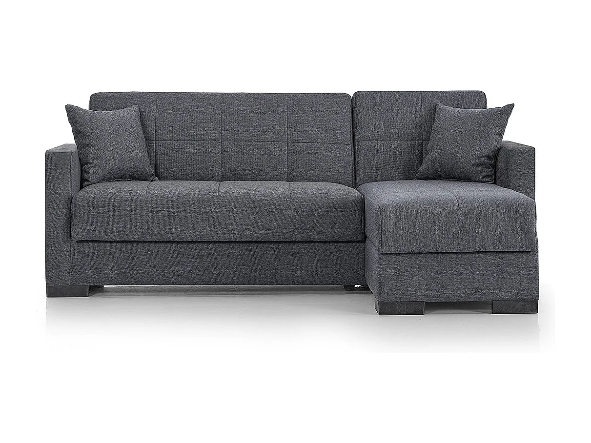 Canapé-lit sofa modulable gris avec méridienne - Longueur 204 x Largeur 140 x Hauteur 80 cm