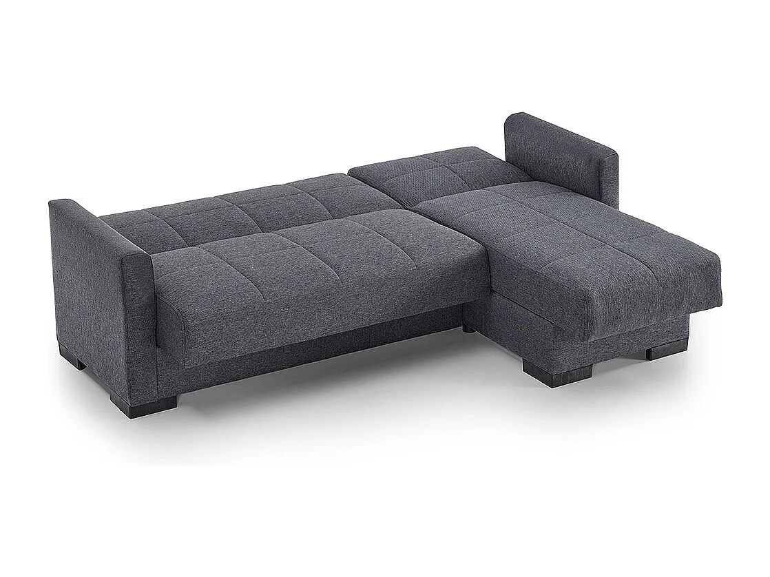 Canapé-lit sofa modulable gris avec méridienne - Longueur 204 x Largeur 140 x Hauteur 80 cm