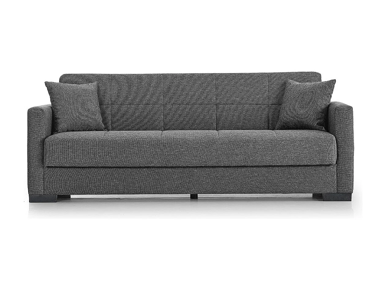 Canapé-lit 3 places clic-clac en tissu gris canapé sofa convertible - Longueur 212 x Hauteur 81 x Profondeur 73 cm