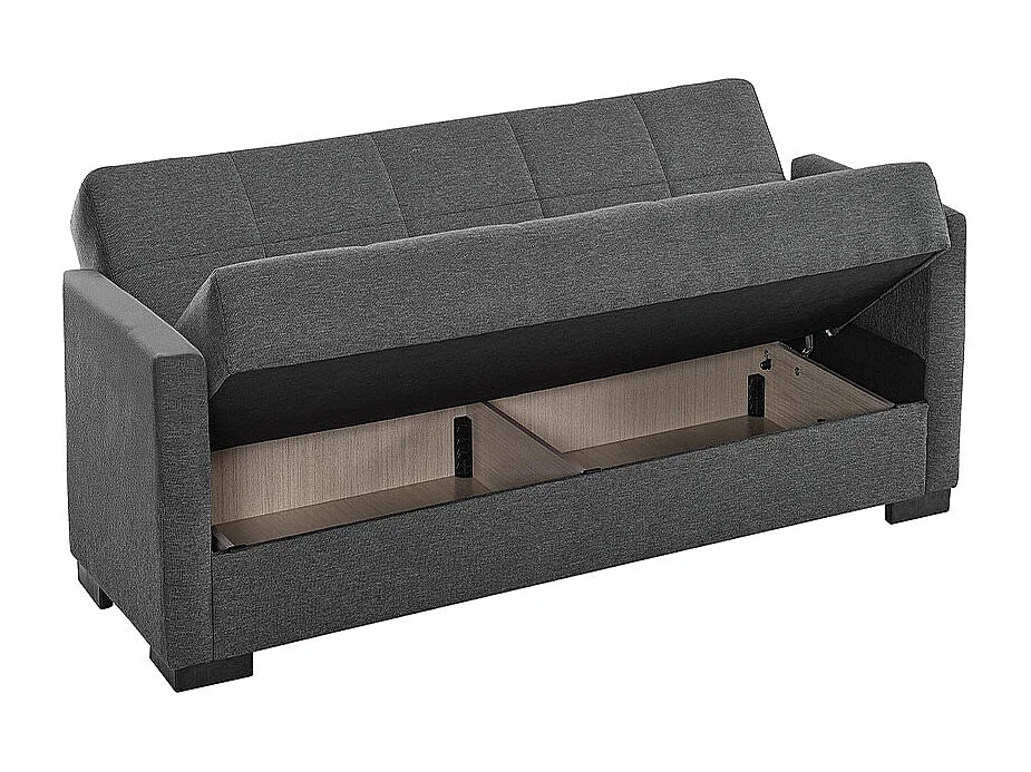 Canapé-lit 3 places clic-clac en tissu gris canapé sofa convertible - Longueur 212 x Hauteur 81 x Profondeur 73 cm