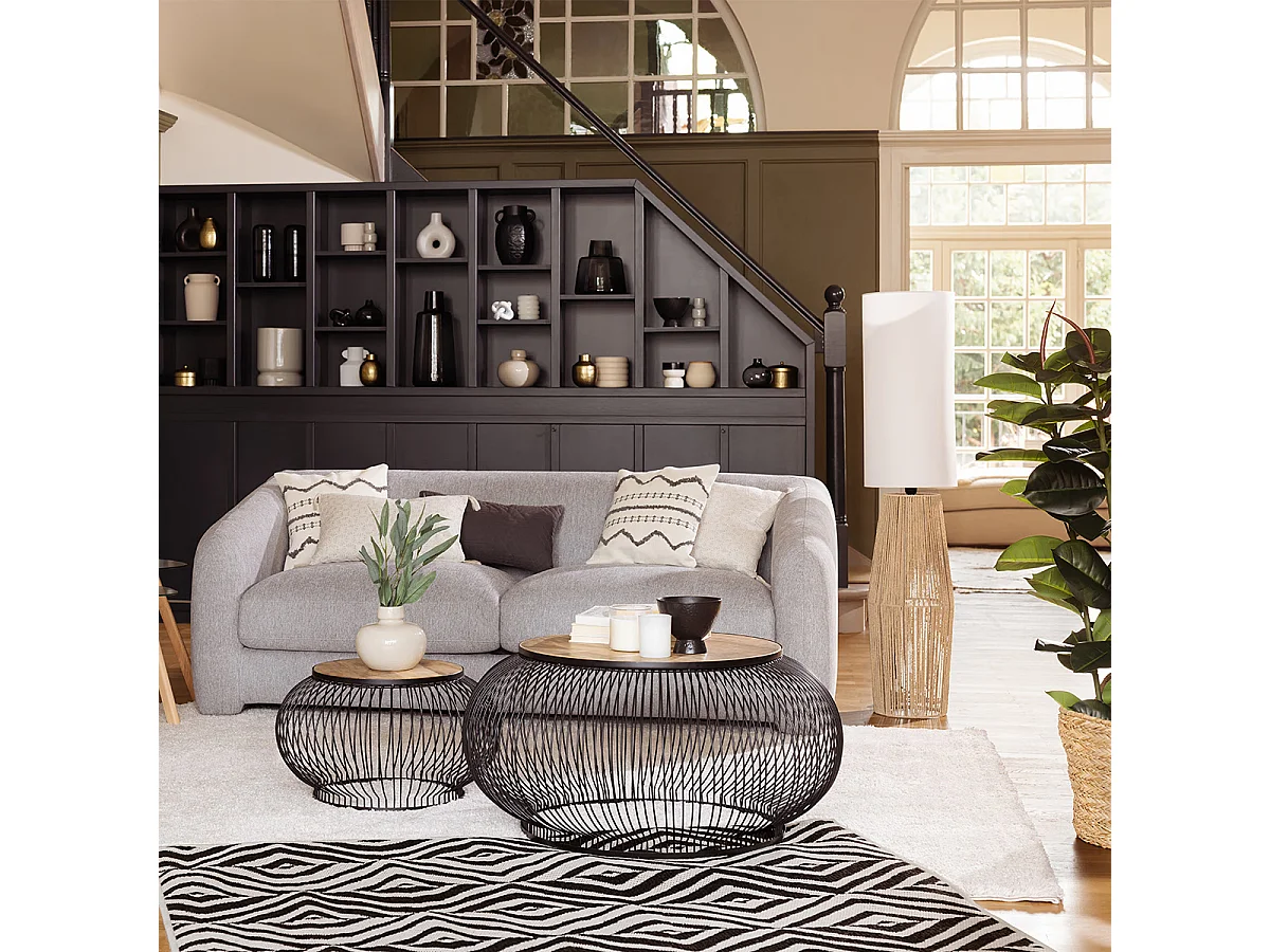 Lit Canapé convertible 3 places, coloris Gris souris - Longueur 198 x Profondeur 98 x Hauteur 73 cm