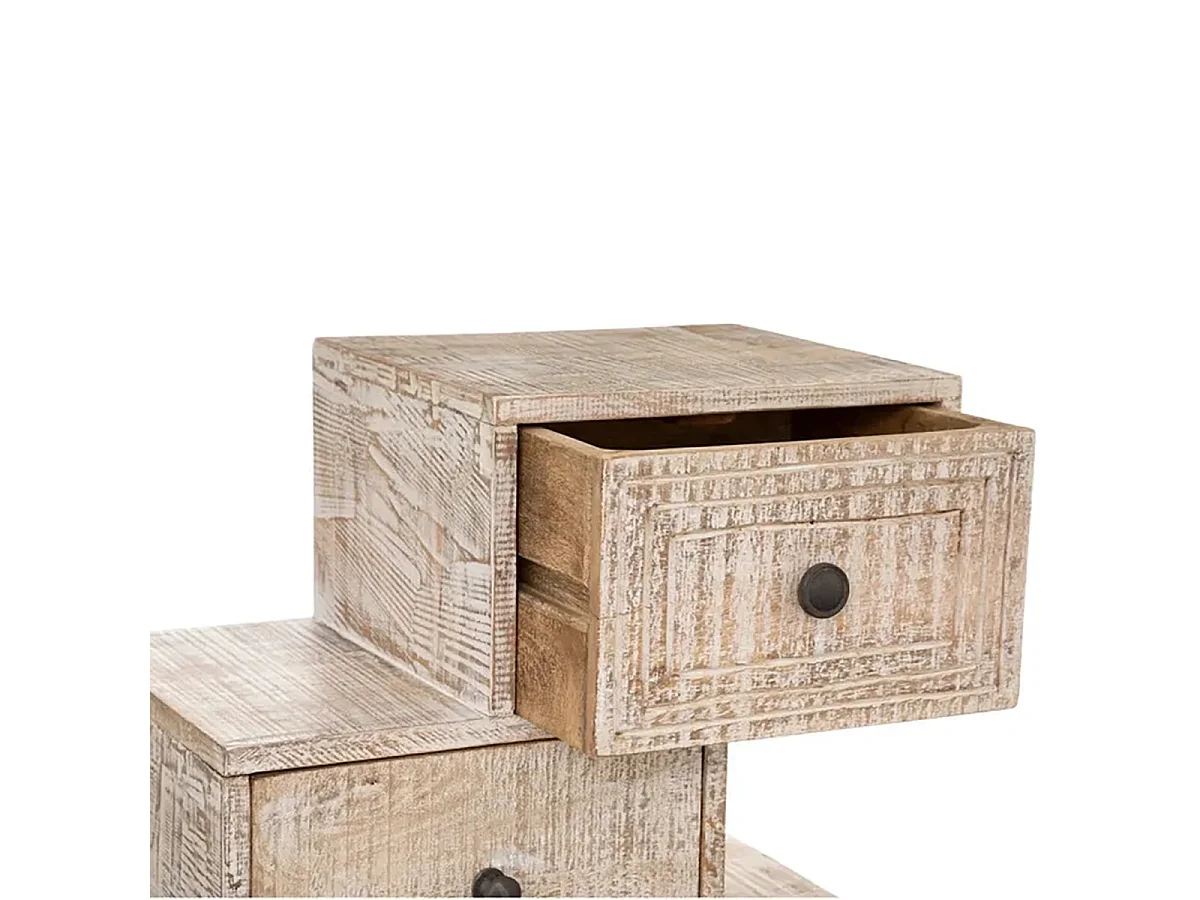 Chiffonnier 6 tiroirs en bois de manguier coloris sable - Longueur 50 x Profondeur 30 x Hauteur 122 cm