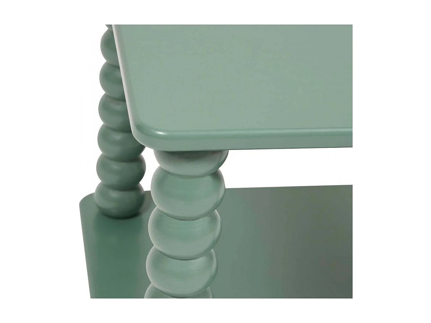 Table d'appoint table café avec 1 étagère et des pieds boules, coloris Vert Olive - Longueur 40 x Profondeur 40 x Hauteur 45 cm