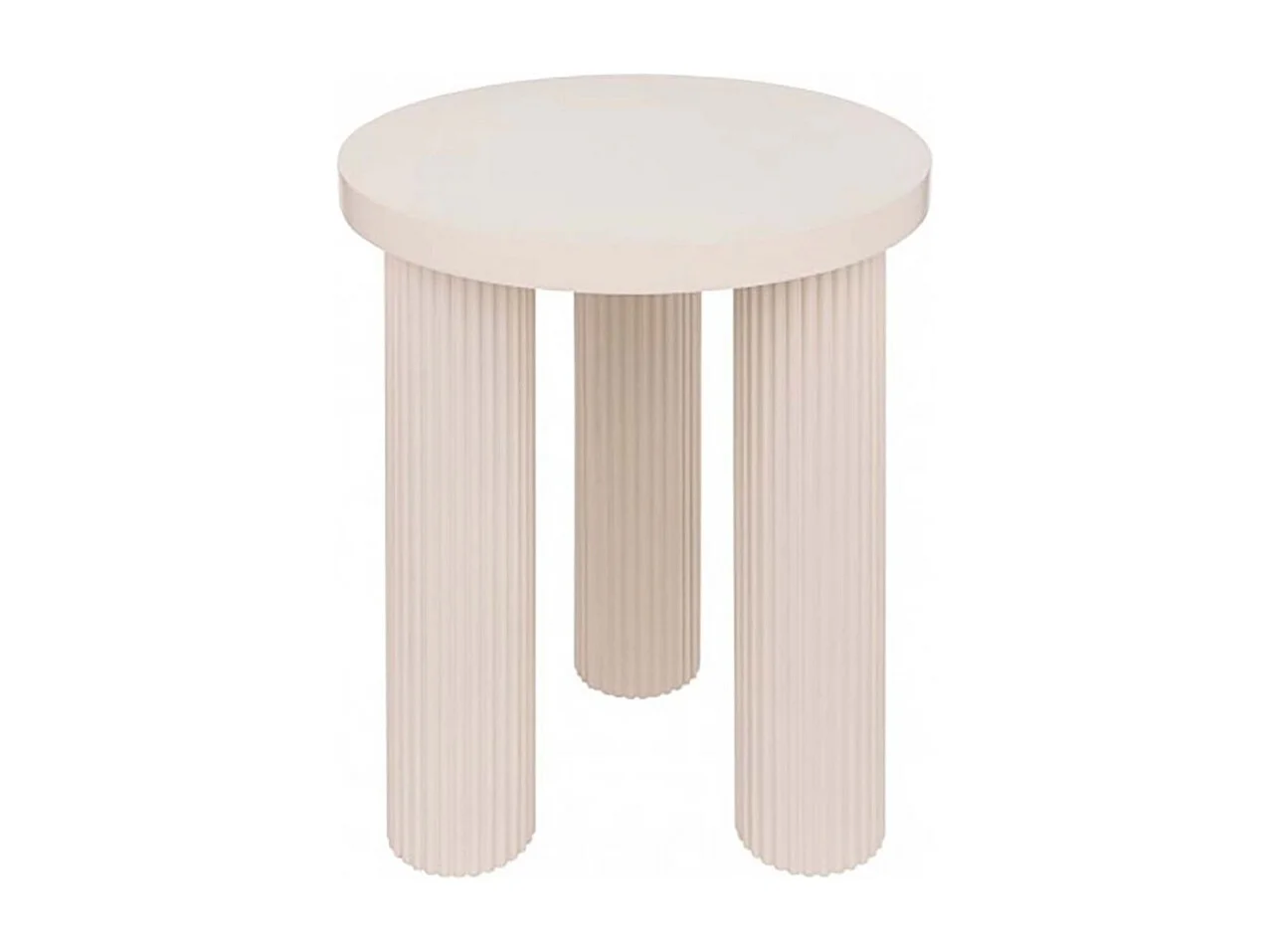 Table à café Table d'appoint ronde avec 3 pieds effet cannelé, coloris Ivoire - Diamètre 40 x Hauteur 45 cm