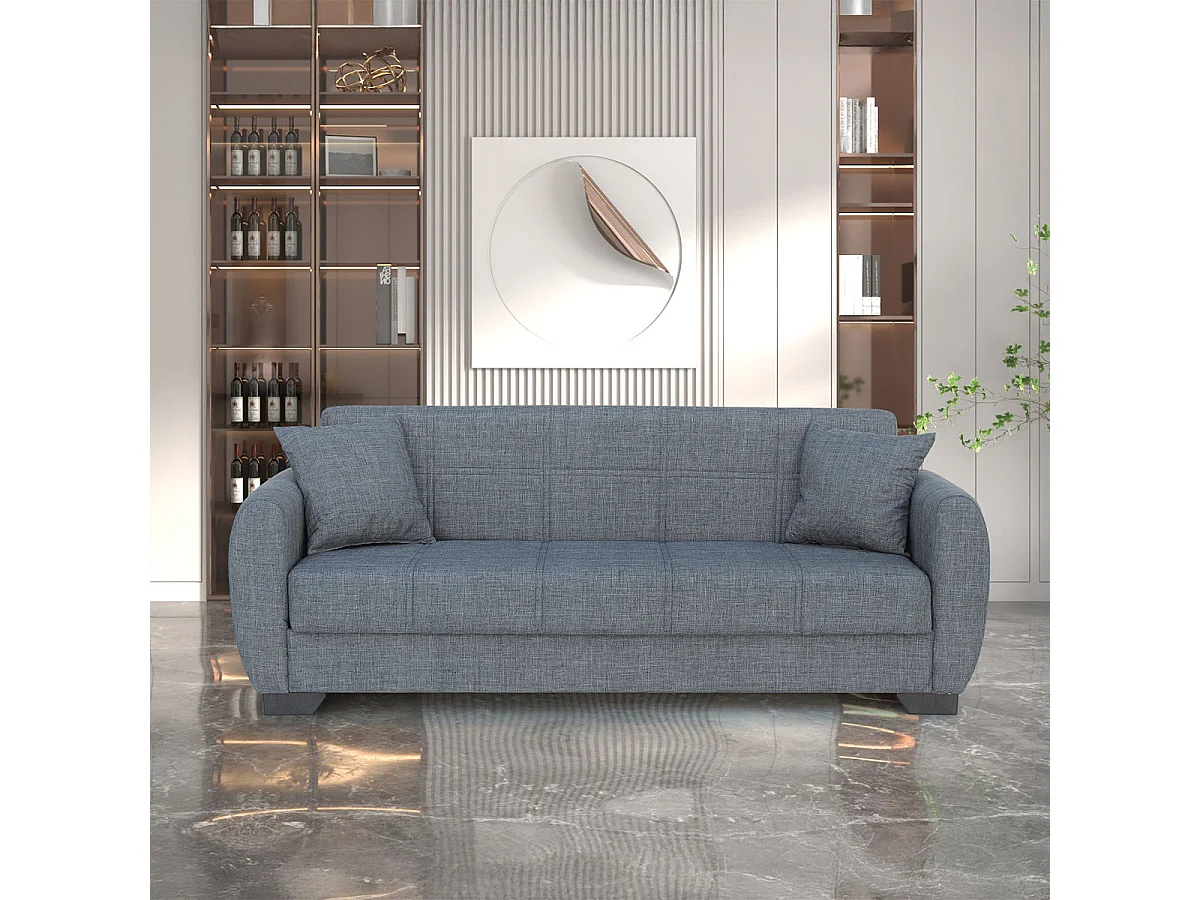 Canapé-lit Clic Clac en tissu gris sofa Convertible - Longueur 234 x Hauteur 102 x Profondeur 86 cm