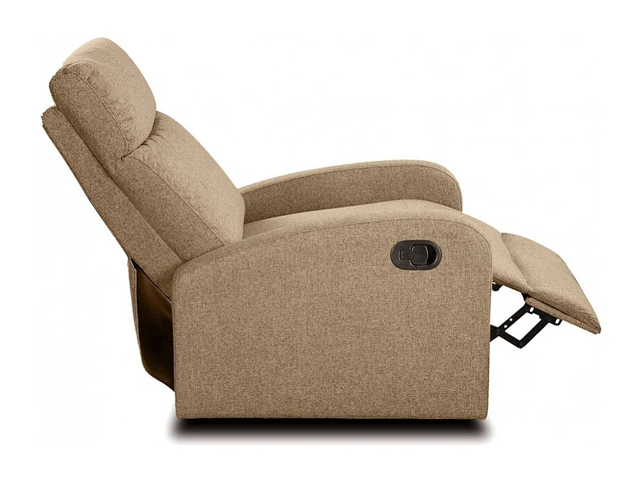Fauteuil de relaxation inclinable manuel en tissu marron - Hauteur 95 x Longueur 95 x 97 cm