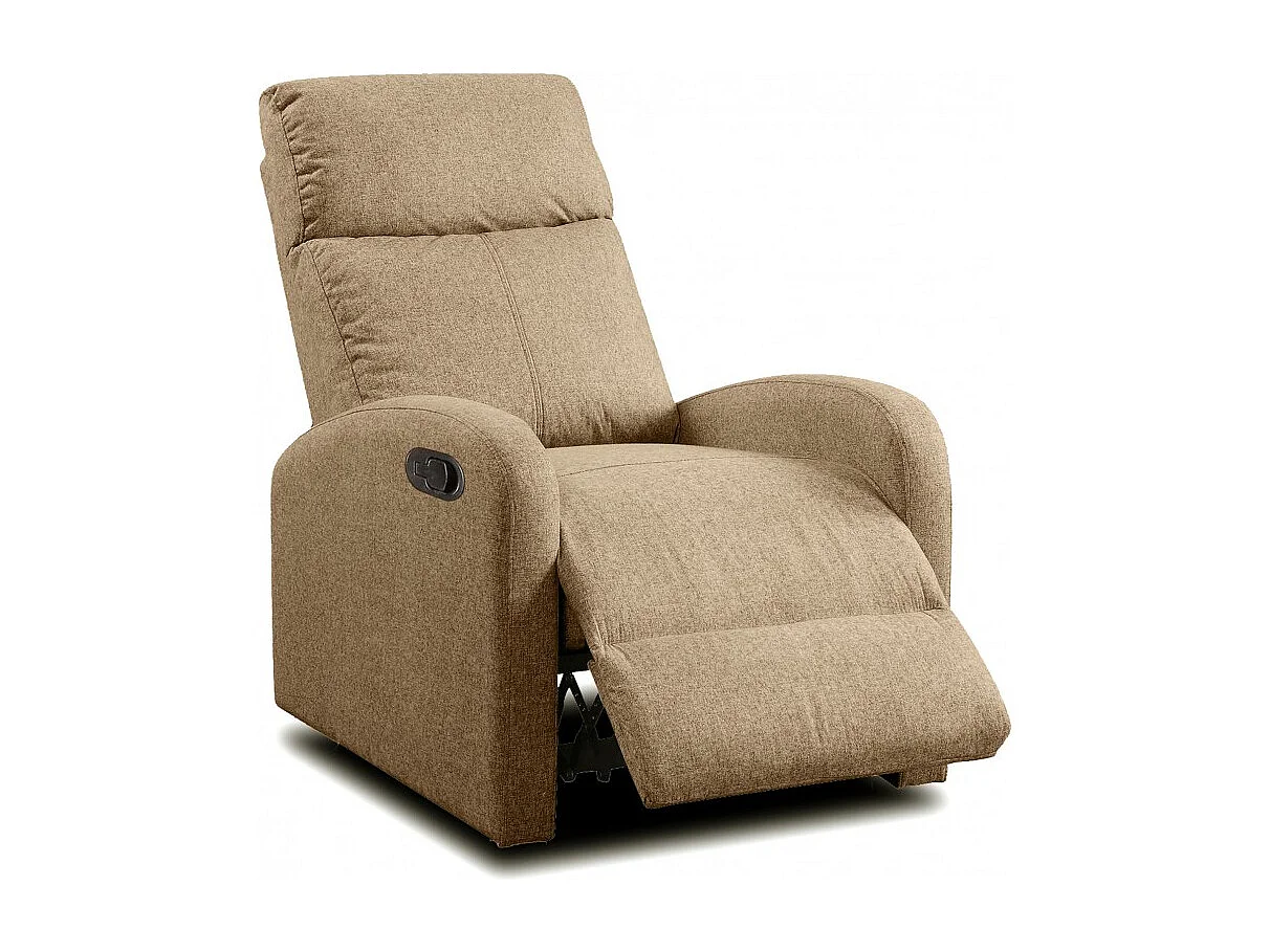 Fauteuil de relaxation inclinable manuel en tissu marron - Hauteur 95 x Longueur 95 x 97 cm
