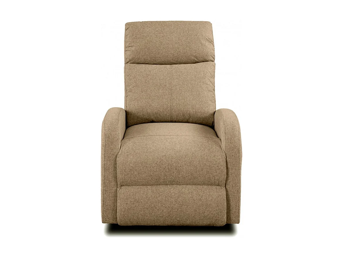 Fauteuil de relaxation inclinable manuel en tissu marron - Hauteur 95 x Longueur 95 x 97 cm