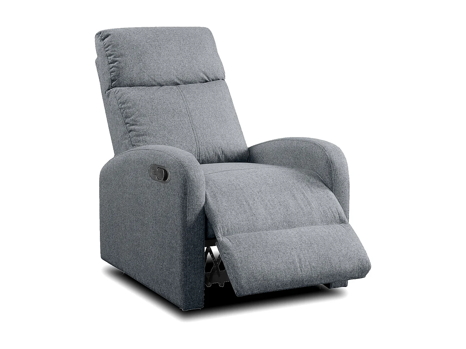 Fauteuil de relaxation inclinable manuel en tissu gris - Hauteur 95 x Longueur 95 x 97 cm