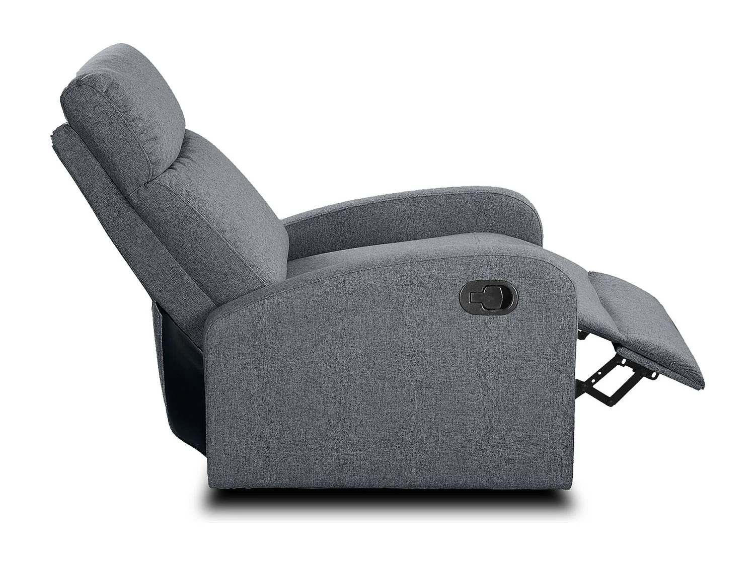Fauteuil de relaxation inclinable manuel en tissu gris - Hauteur 95 x Longueur 95 x 97 cm