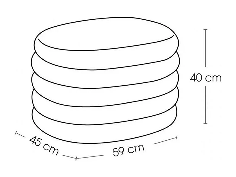 Pouf de rangement ovale en tissu bouclette, coloris blanc - Longueur 59 x Profondeur 45 x Hauteur 40 cm