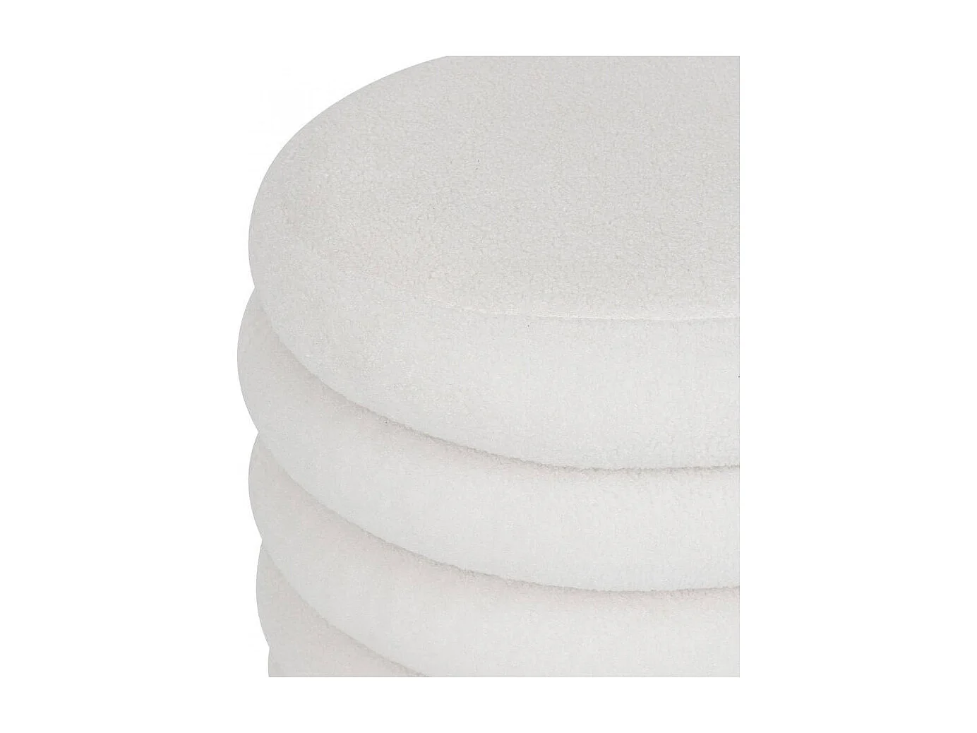 Pouf de rangement ovale en tissu bouclette, coloris blanc - Longueur 59 x Profondeur 45 x Hauteur 40 cm
