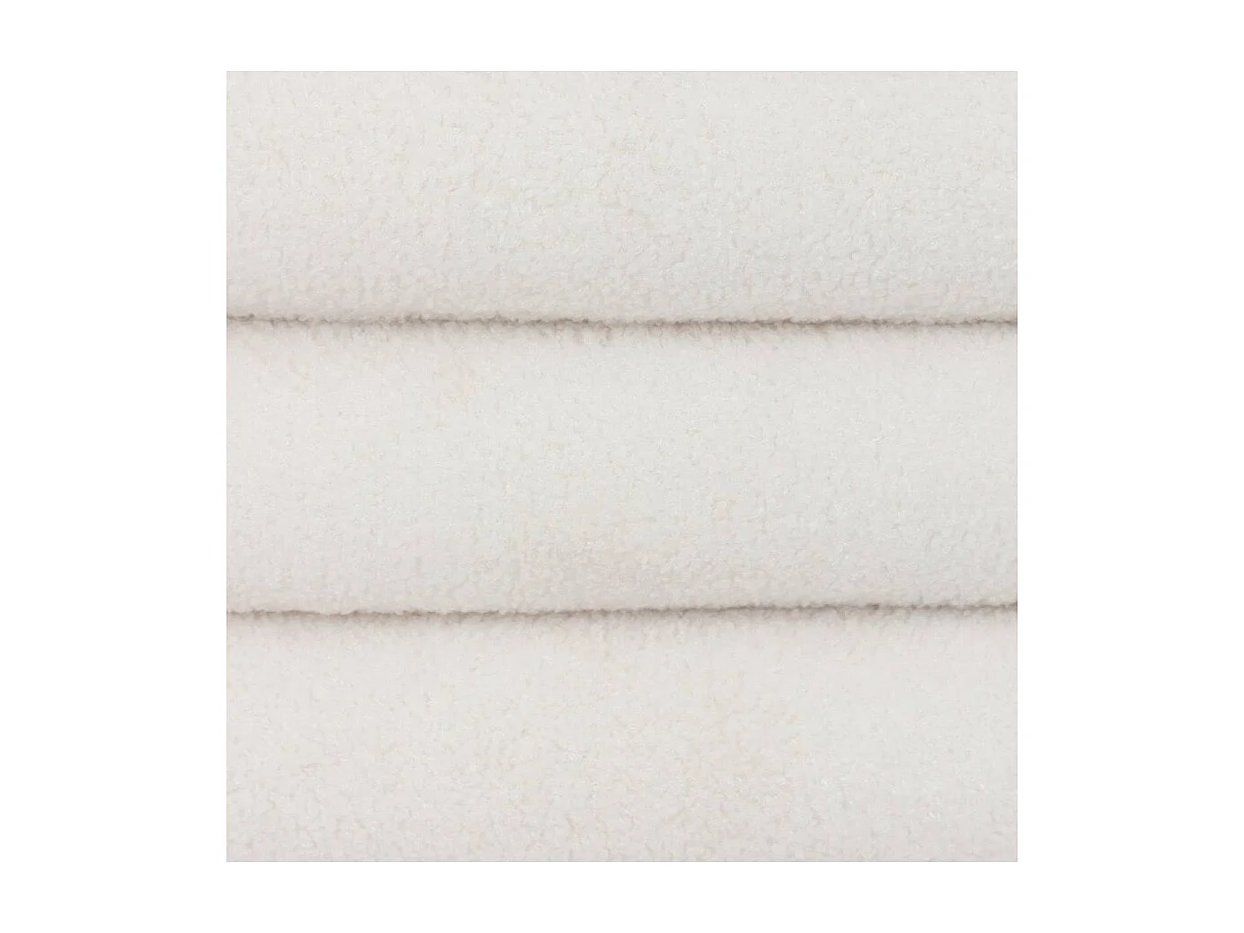 Pouf de rangement ovale en tissu bouclette, coloris blanc - Longueur 59 x Profondeur 45 x Hauteur 40 cm