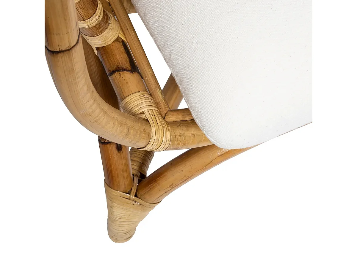 Fauteuil en rotin avec cousins coloris Blanc - Longueur 78 x Profondeur 84 x Hauteur 75 cm