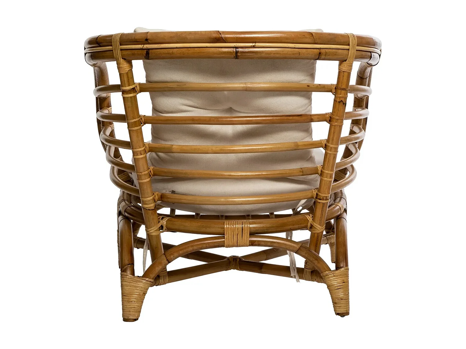 Fauteuil en rotin avec cousins coloris Blanc - Longueur 78 x Profondeur 84 x Hauteur 75 cm