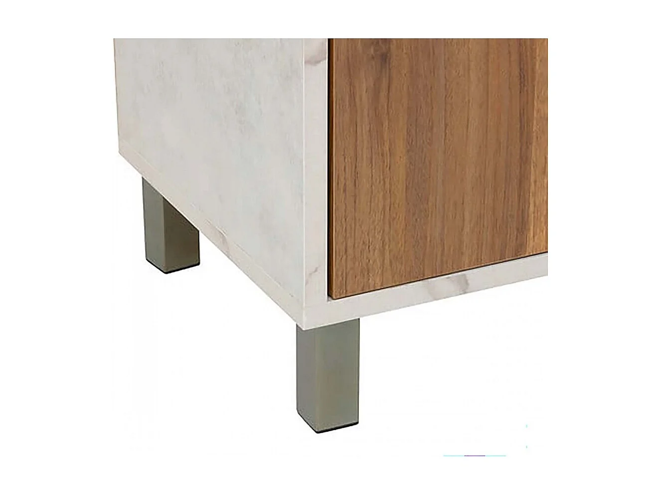 Meuble Colonne de Rangement avec une porte et 3 niches, coloris marron/blanc - Longueur 38 x Profondeur 30 x Hauteur 168 cm