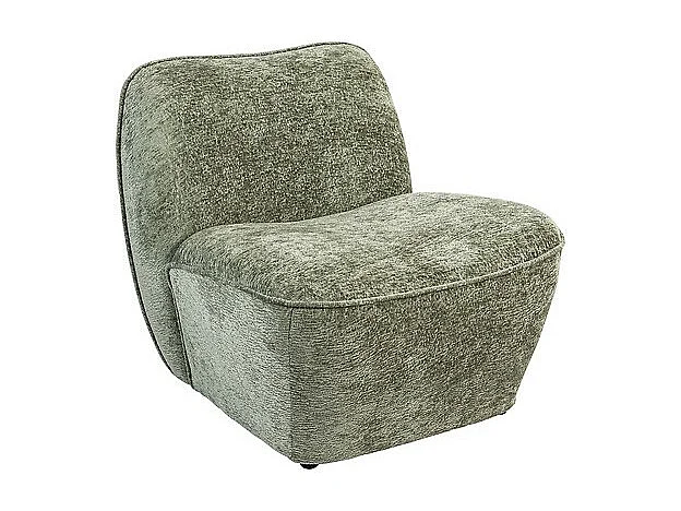 Fauteuil chauffeuse en tissu chenille de couleur verte - Longueur 81 x Profondeur 73 x Hauteur 71 cm