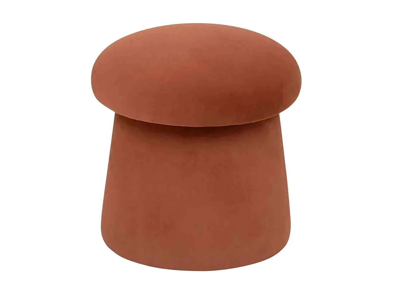 Pouf siège d'appoint format champignon en velours, coloris ambre - Diamètre 37 x Hauteur 40 cm