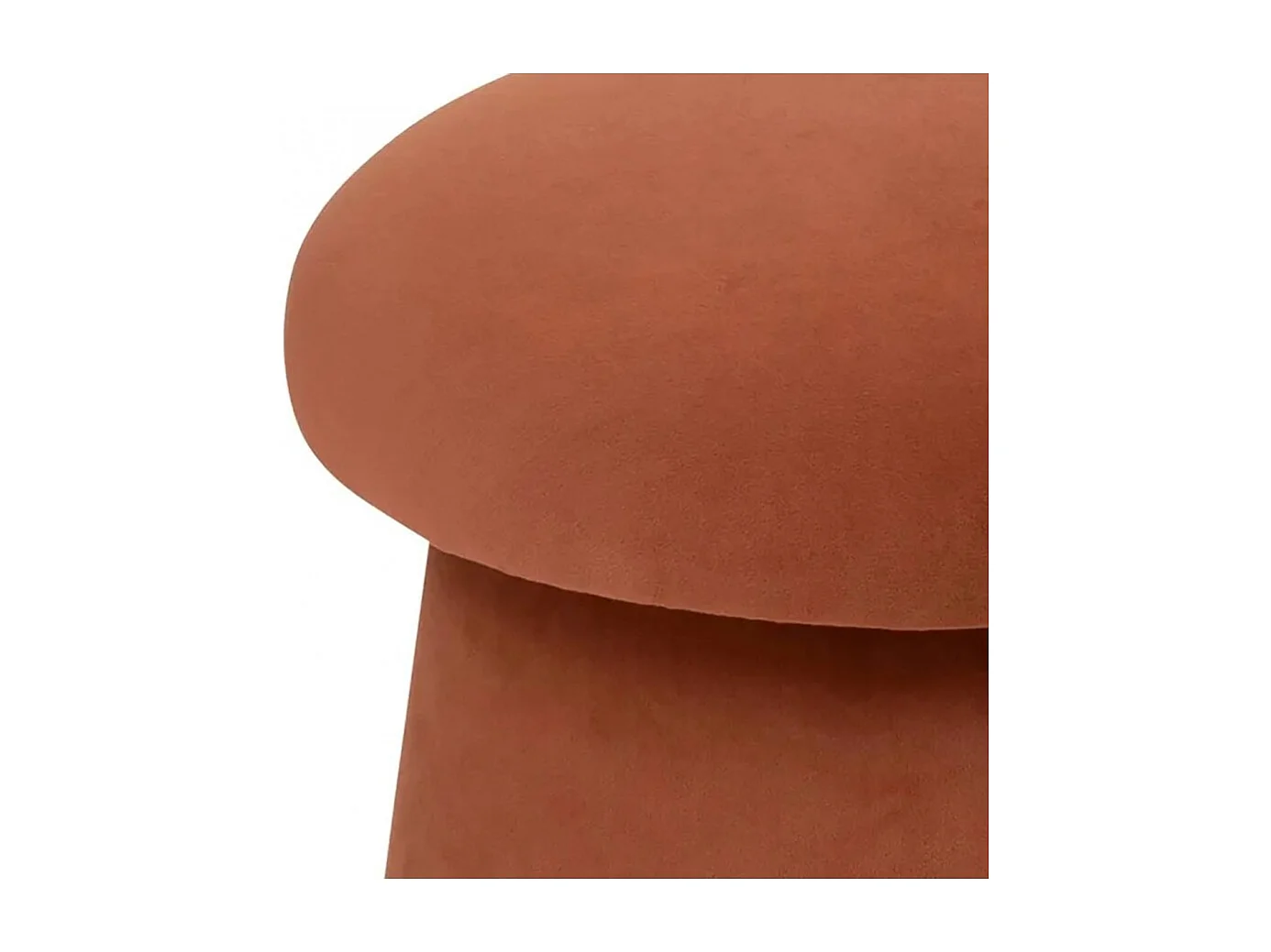 Pouf siège d'appoint format champignon en velours, coloris ambre - Diamètre 37 x Hauteur 40 cm