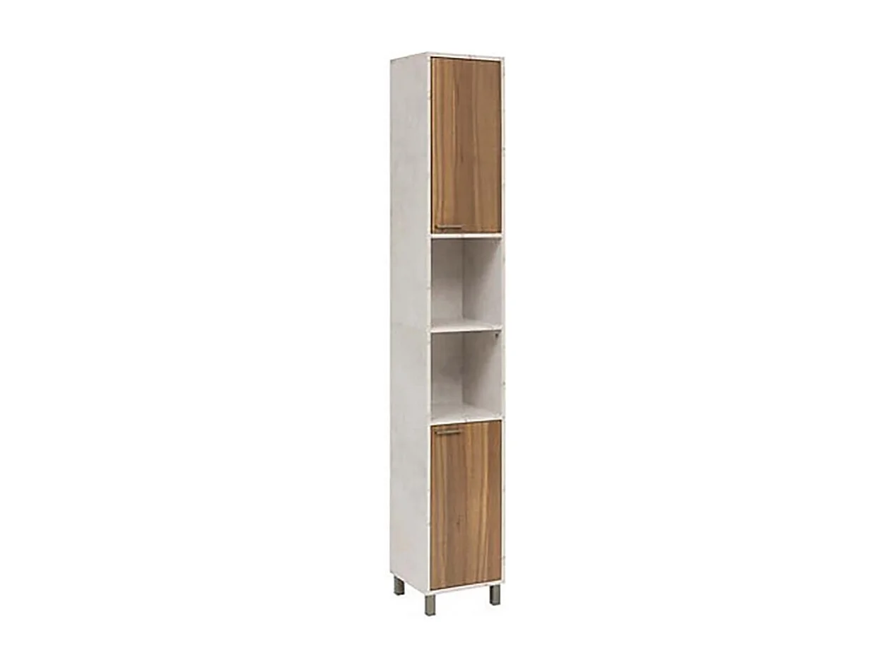 Meuble Colonne de Rangement avec étagères amovibles et 2 portes, Coloris marron/blanc - Longueur 32 x Profondeur 30 x Hauteur 194 cm