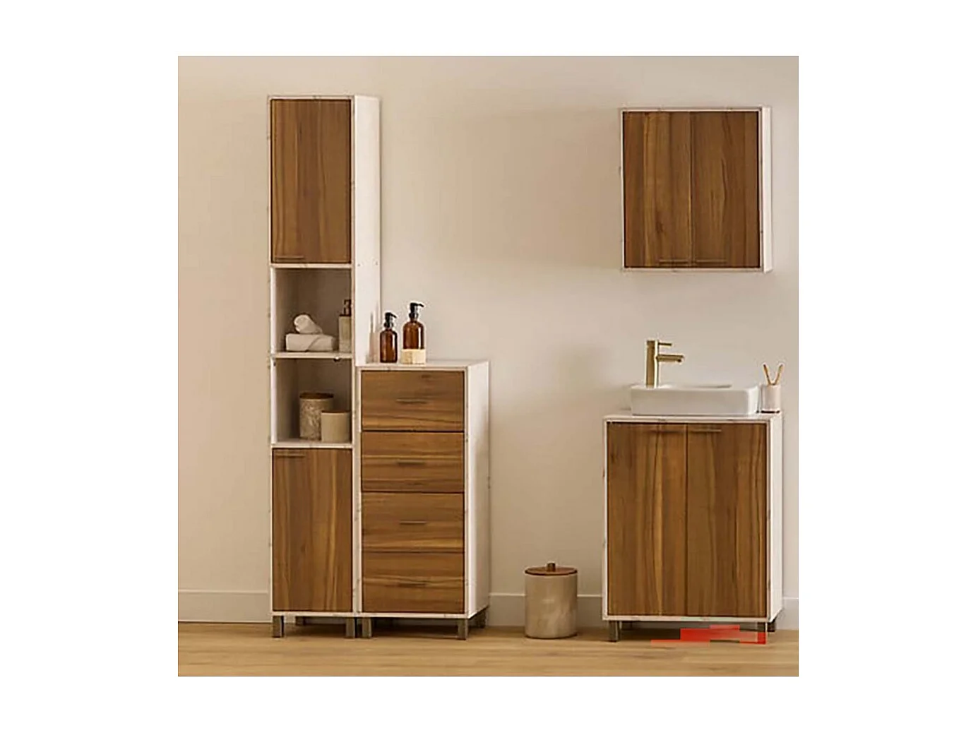 Meuble Colonne de Rangement avec étagères amovibles et 2 portes, Coloris marron/blanc - Longueur 32 x Profondeur 30 x Hauteur 194 cm