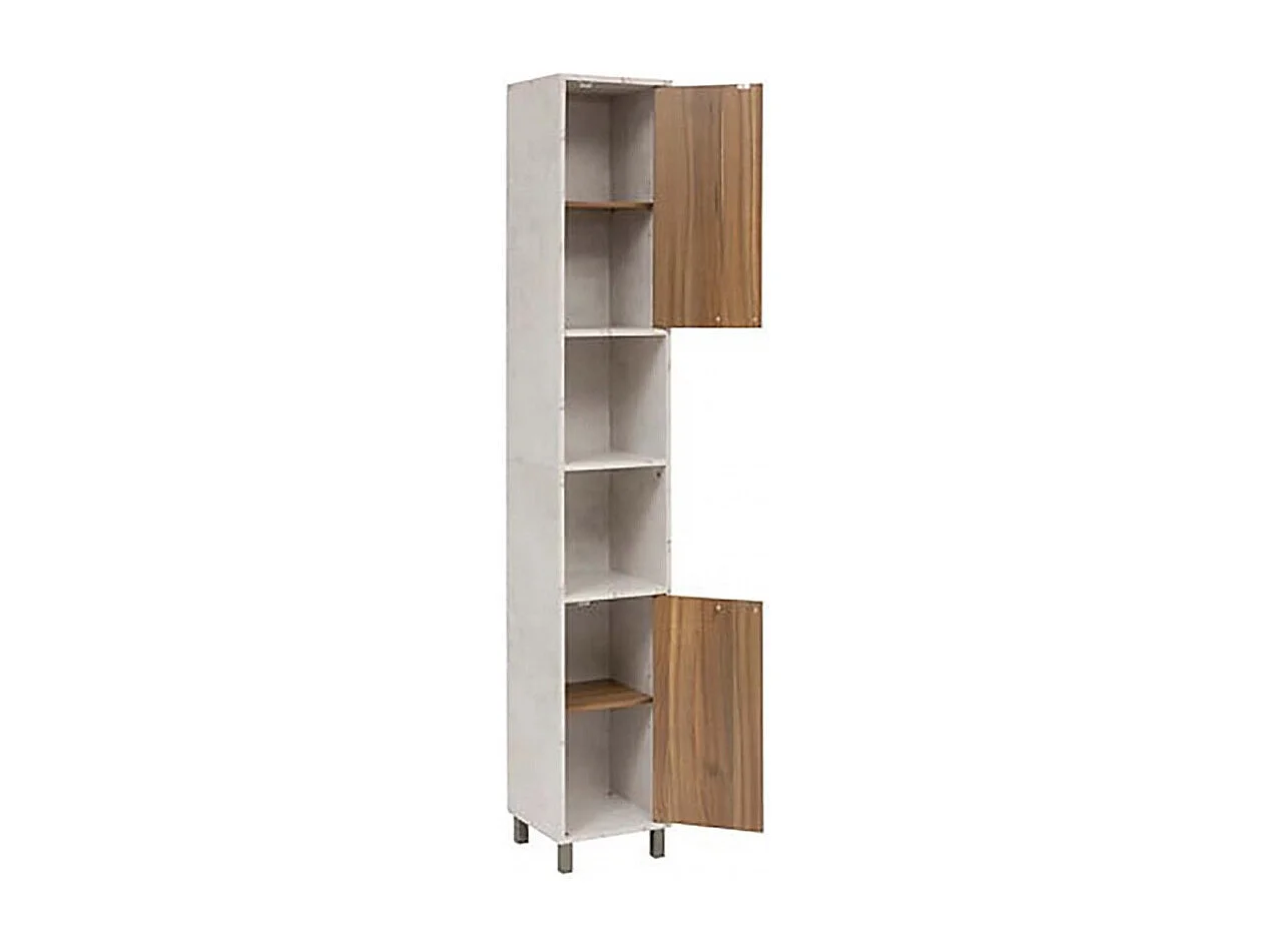 Meuble Colonne de Rangement avec étagères amovibles et 2 portes, Coloris marron/blanc - Longueur 32 x Profondeur 30 x Hauteur 194 cm