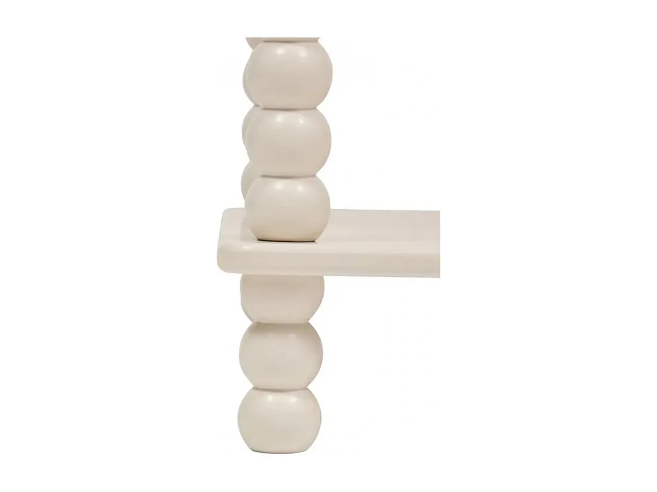 Table d'appoint table café avec 1 étagère et des pieds boules, coloris ivoire - Longueur 40 x Profondeur 40 x Hauteur 45 cm