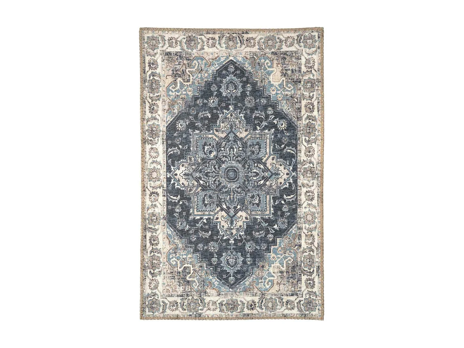 Tapis d'entrée intérieur vintage tons bleus FEZ