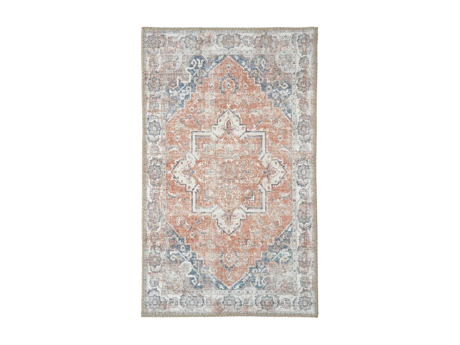 Tapis d'entrée intérieur vintage tons orange et bleu FEZ