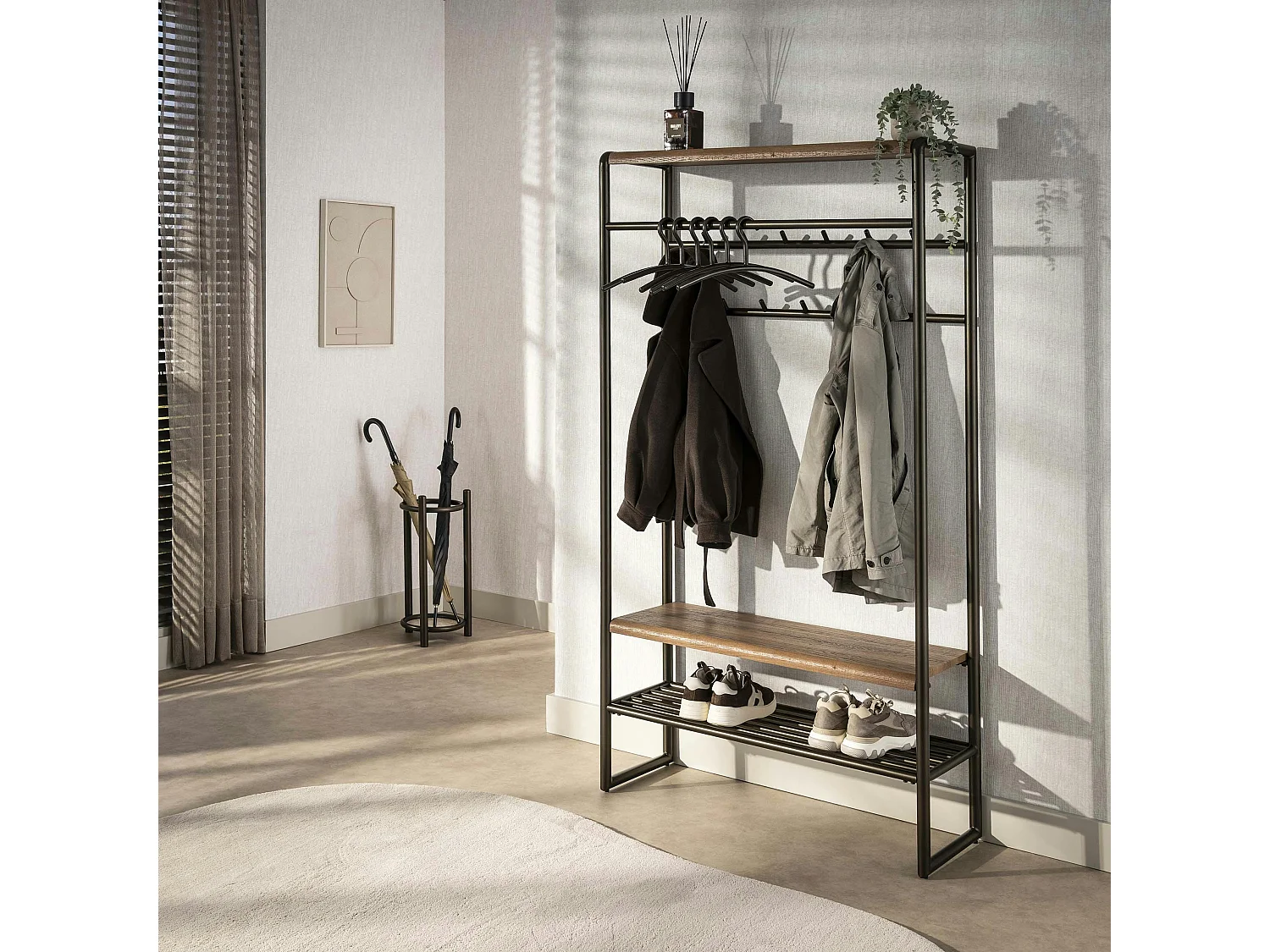 Vestiaire d'entrée vintage finition bronze 11 crochets HELSINKI