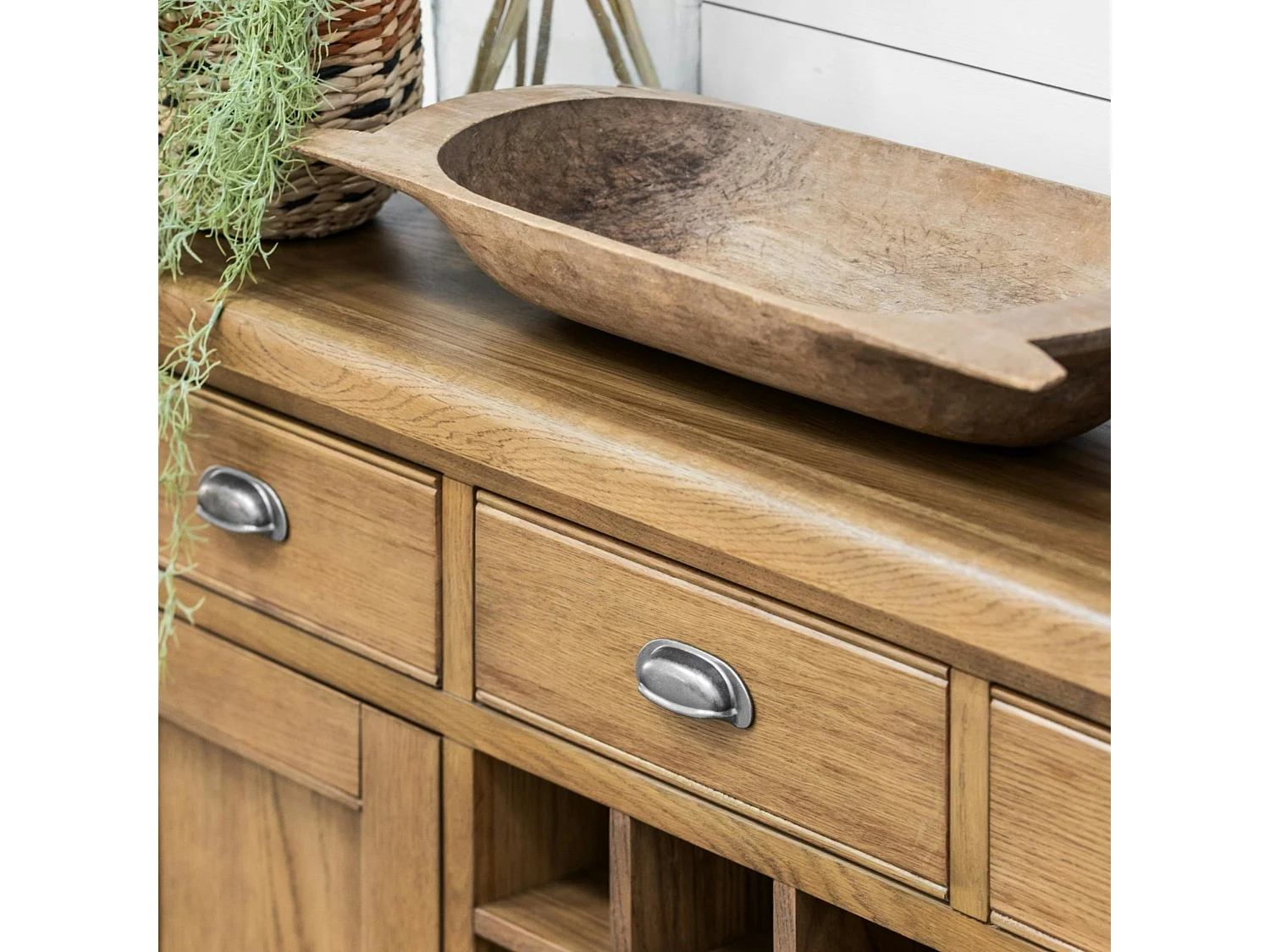 Buffet chêne campagne chic avec casier bouteilles VALMONT