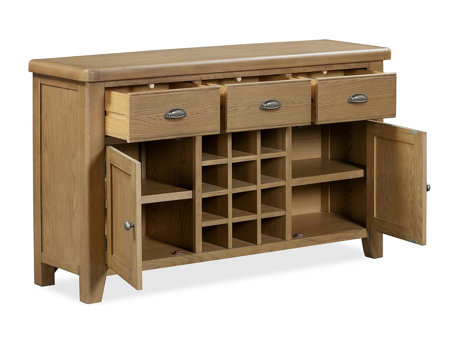 Buffet chêne campagne chic avec casier bouteilles VALMONT
