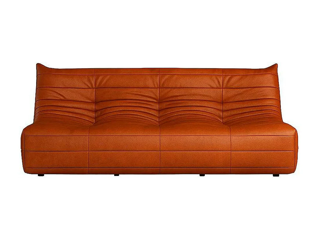 Canapé 3 places rouille en tissu plissé 210 cm ARVEN