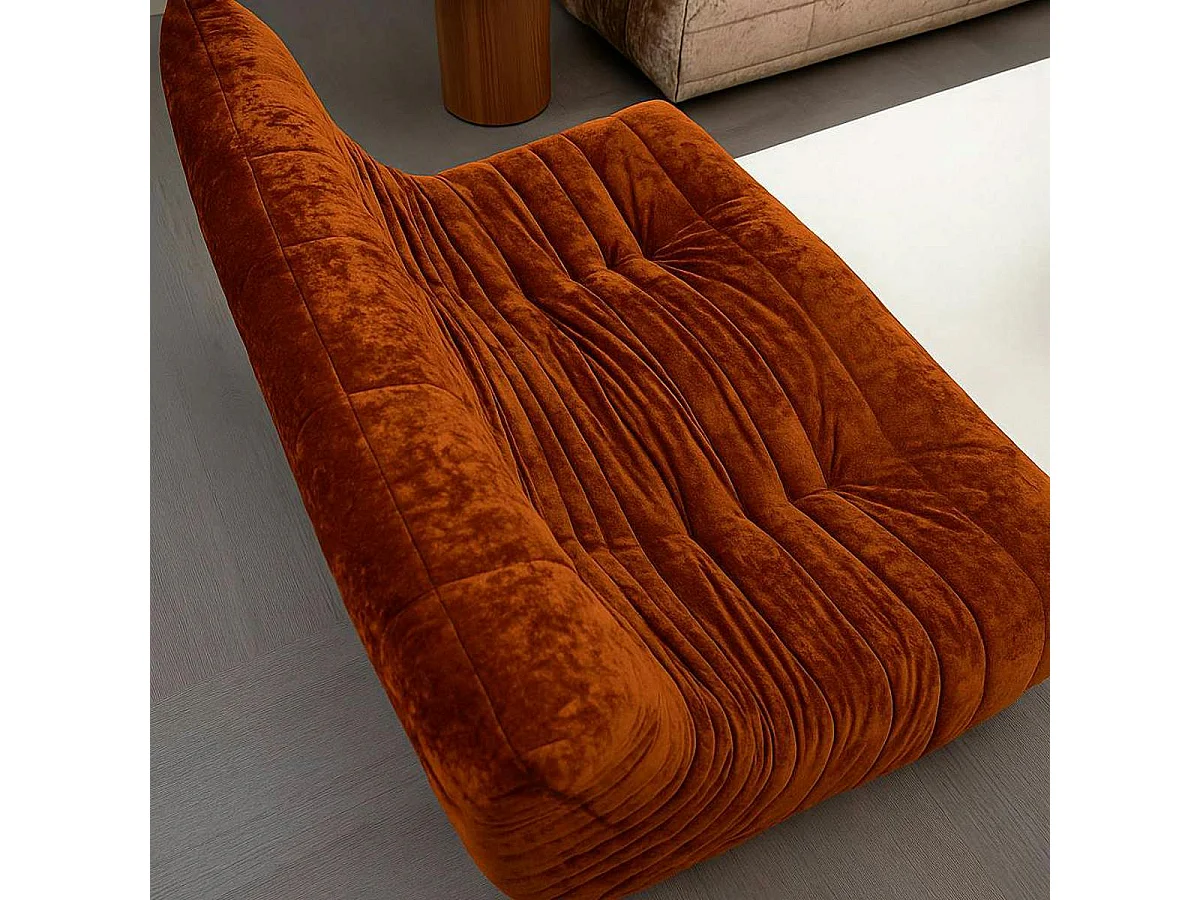 Canapé 2 places velours rouille plissé 145 cm ARVEN