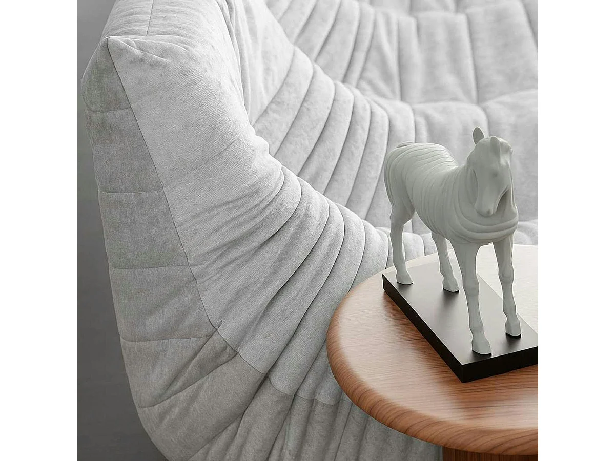 Canapé 3 places blanc en tissu plissé 210 cm ARVEN