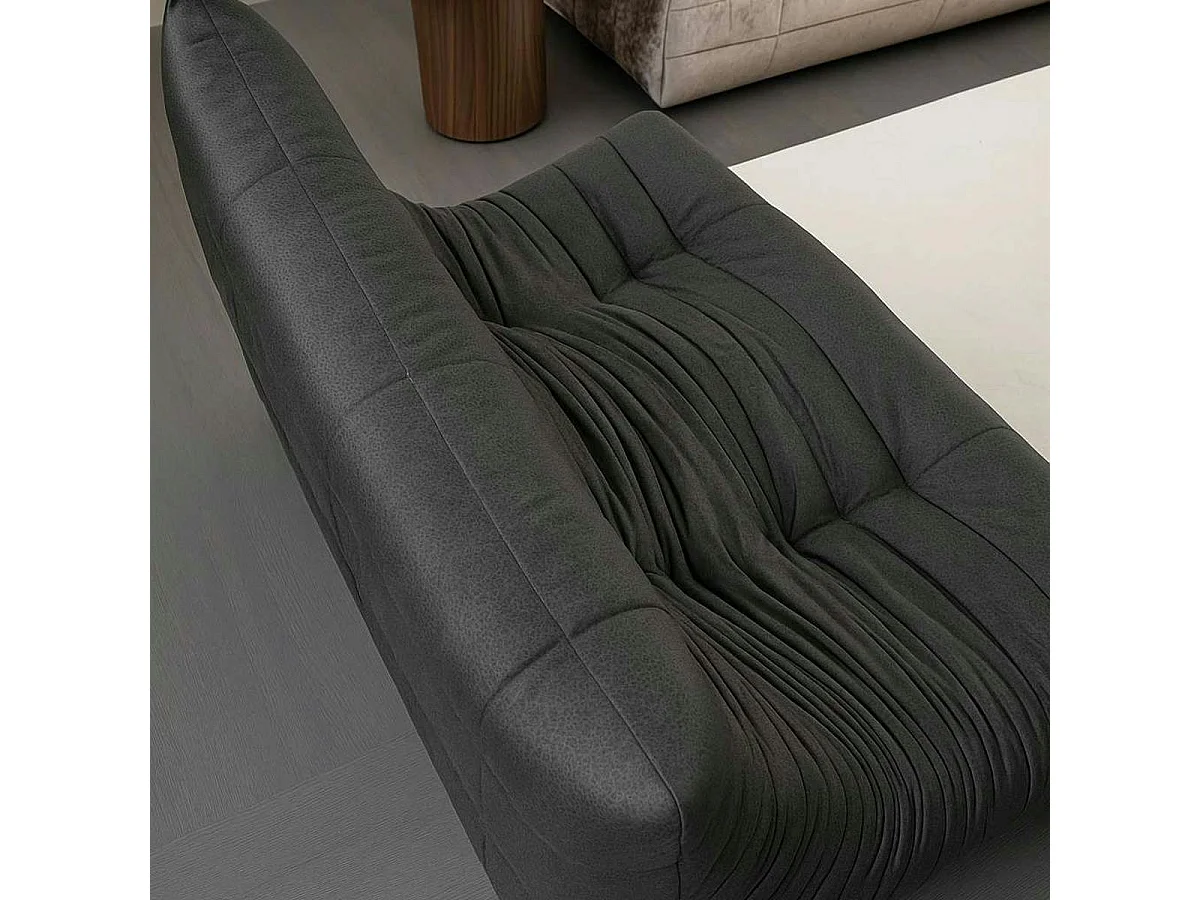 Canapé 2 places gris sombre tissu plissé 145 cm ARVEN