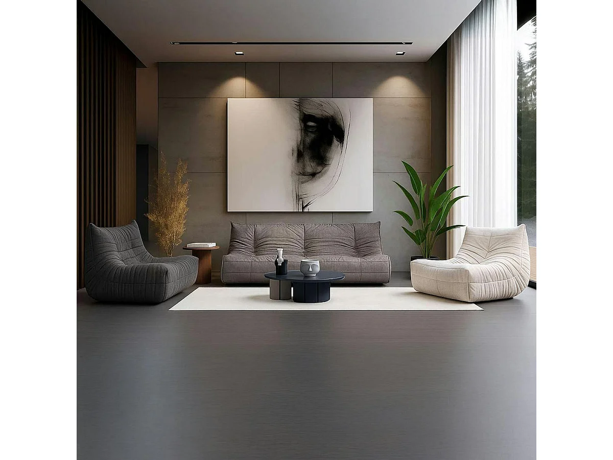 Canapé 2 places gris sombre tissu plissé 145 cm ARVEN