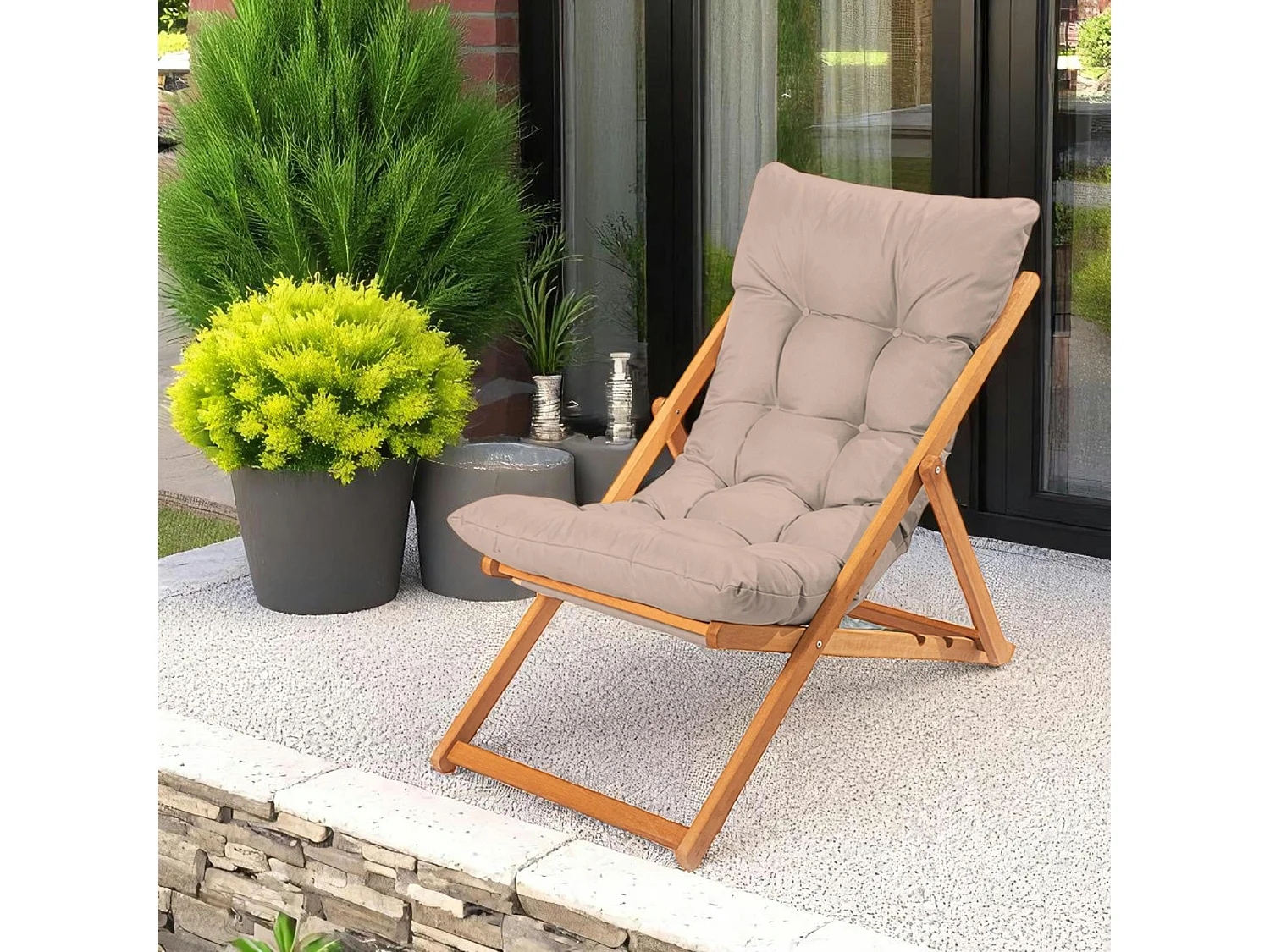 Chilienne taupe confort - pliante, inclinable SORA