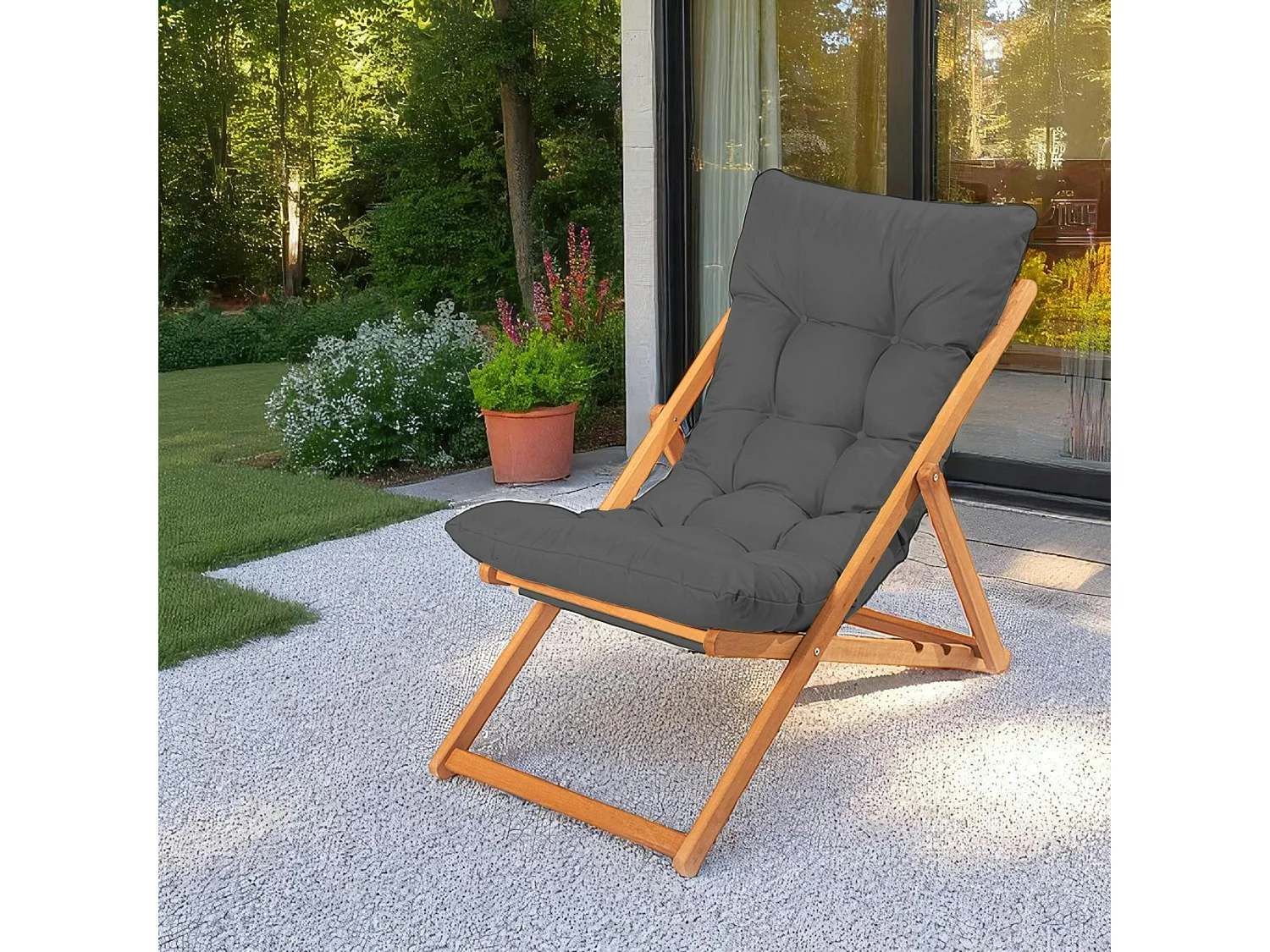 Chilienne grise confort - pliante, inclinable SORA