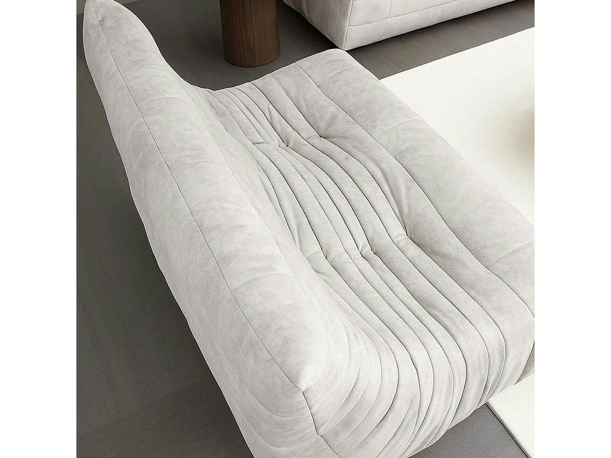 Canapé 2 places blanc en tissu plissé 145 cm ARVEN