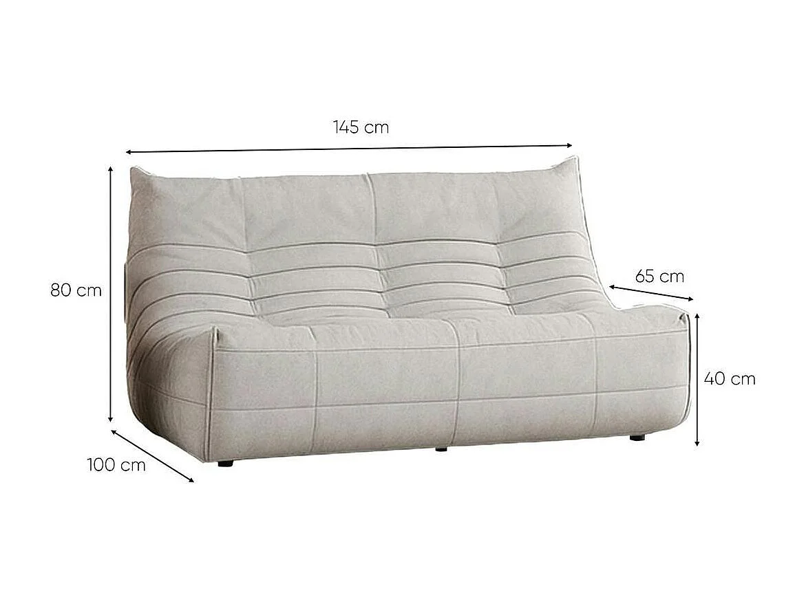 Canapé 2 places blanc en tissu plissé 145 cm ARVEN