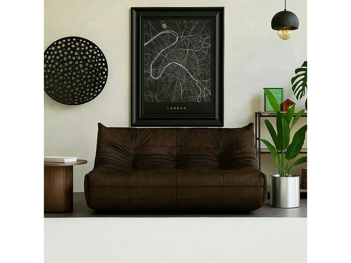 Canapé 2 places marron en tissu plissé 145 cm ARVEN