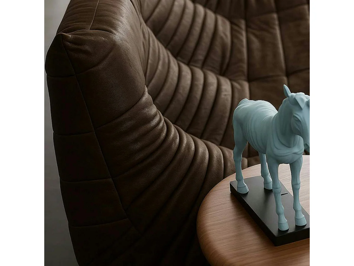 Canapé 2 places marron en tissu plissé 145 cm ARVEN