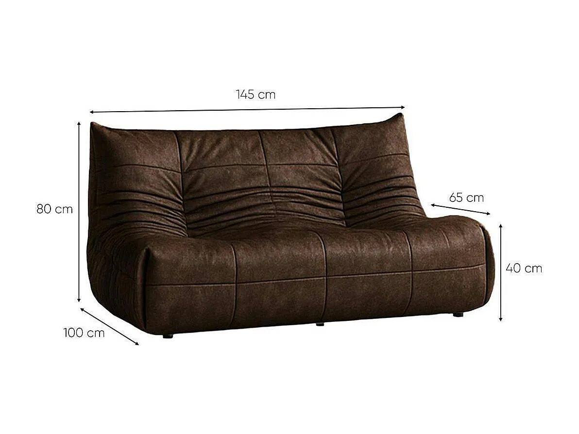 Canapé 2 places marron en tissu plissé 145 cm ARVEN