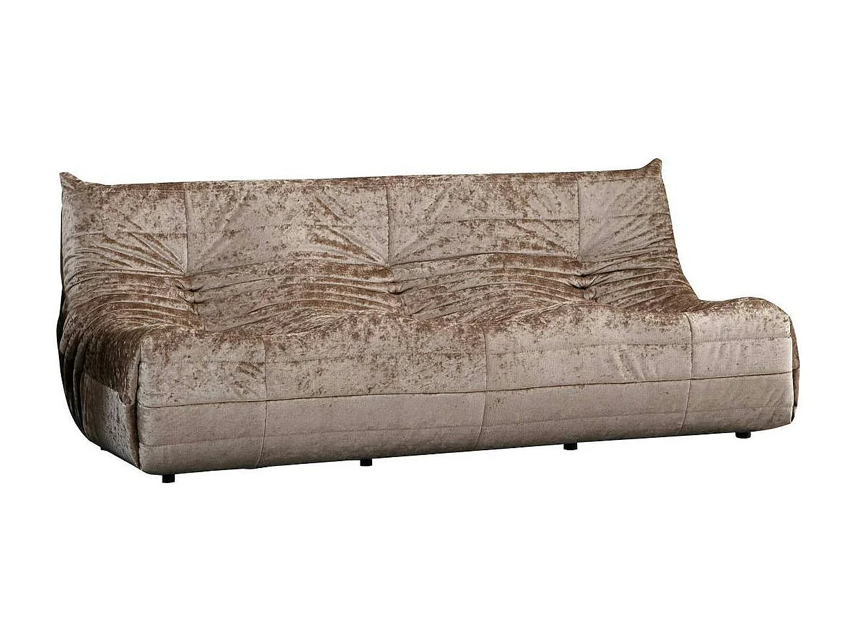 Canapé 3 places beige en tissu plissé 210 cm ARVEN