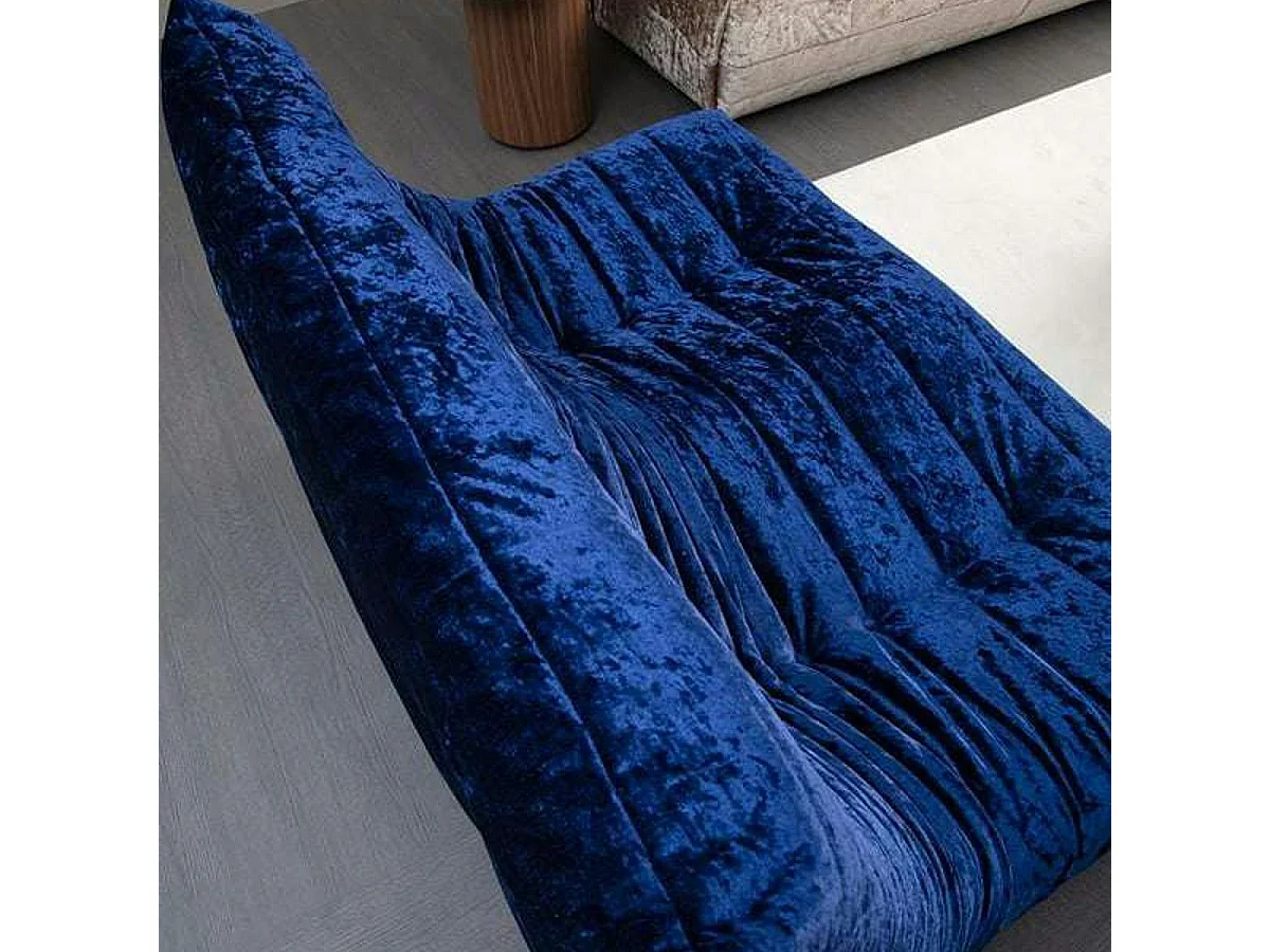 Canapé 2 places velours bleu nuit plissé 145 cm ARVEN