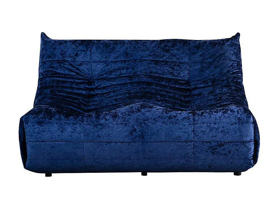 Canapé 2 places velours bleu nuit plissé 145 cm ARVEN