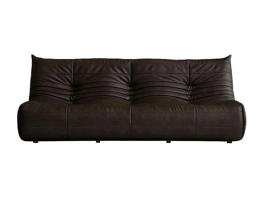 Canapé 3 places marron en tissu plissé 210 cm ARVEN